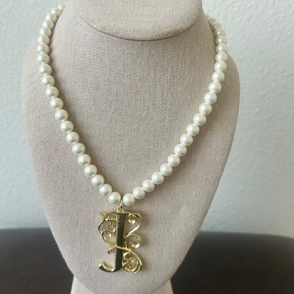 Heidi Daus "Illuminating" Letter Gold Tone Initial Bead Necklace "J " NWT - Picture 3 of 4